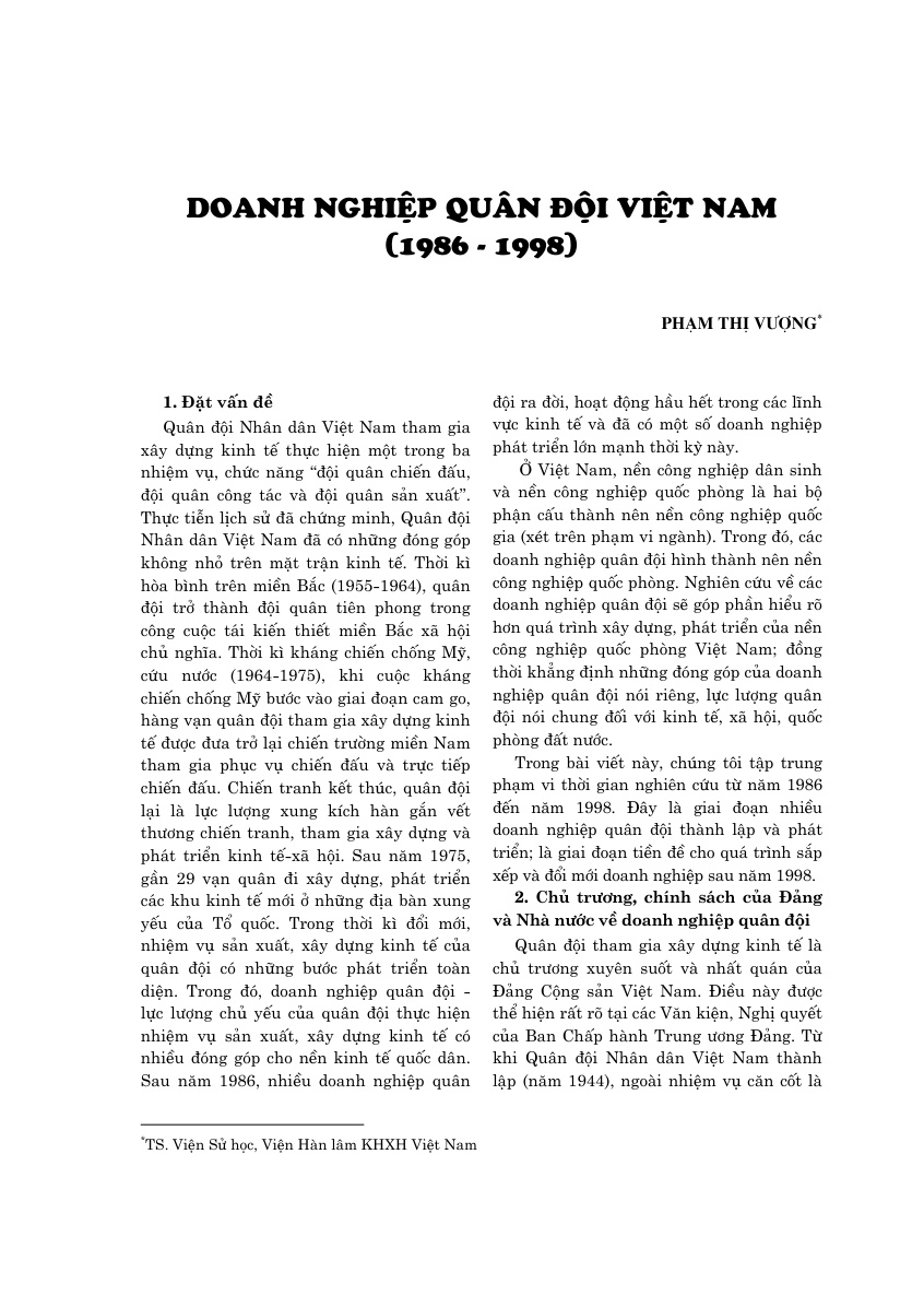 Doanh nghiệp quân đội Việt Nam (1986 - 1998)