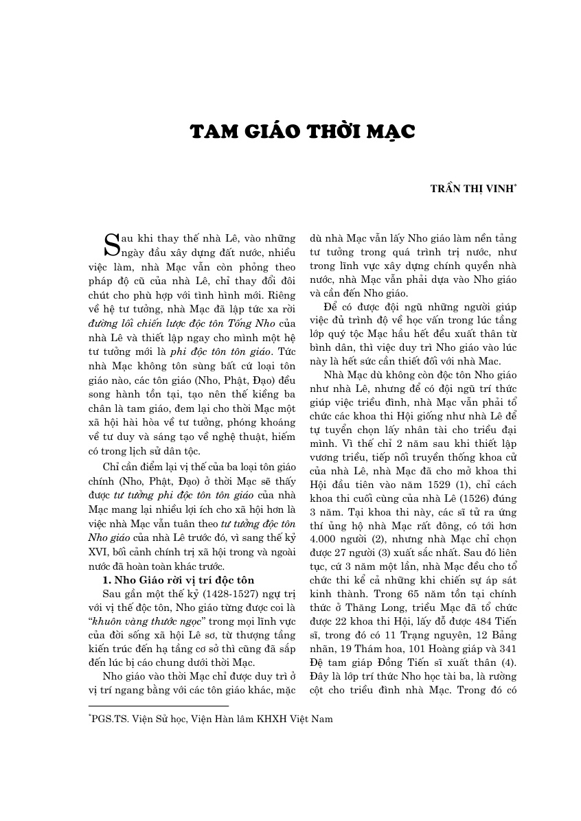 Tam giáo thời Mạc